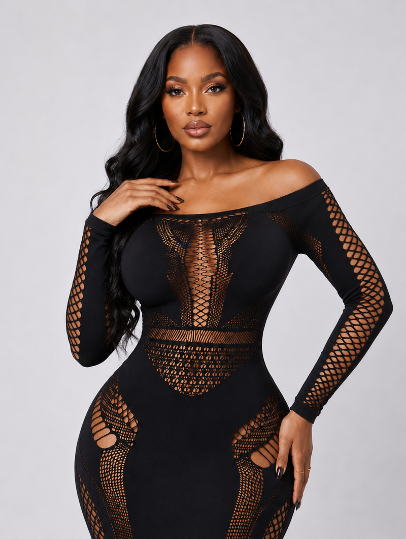 Geometric Hollow-Out Bodycon