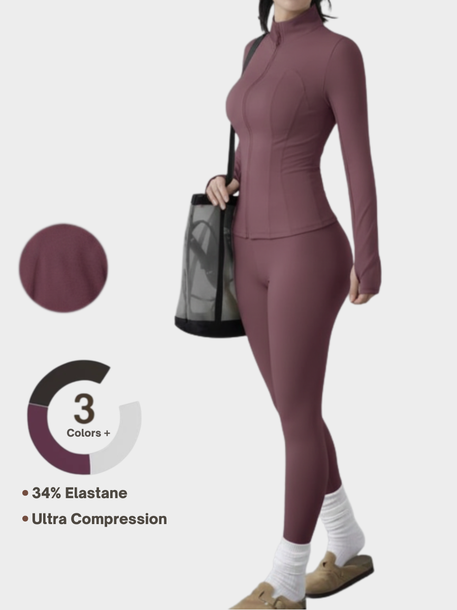 Women's Zip Up Jacket & Leggings Sport Set-(Black Friday)