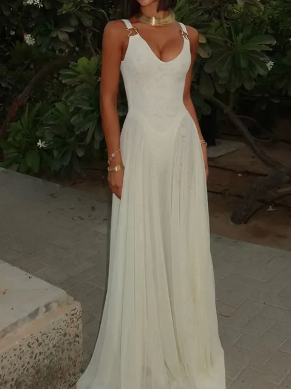 Sheer Mesh V-Neck Dress