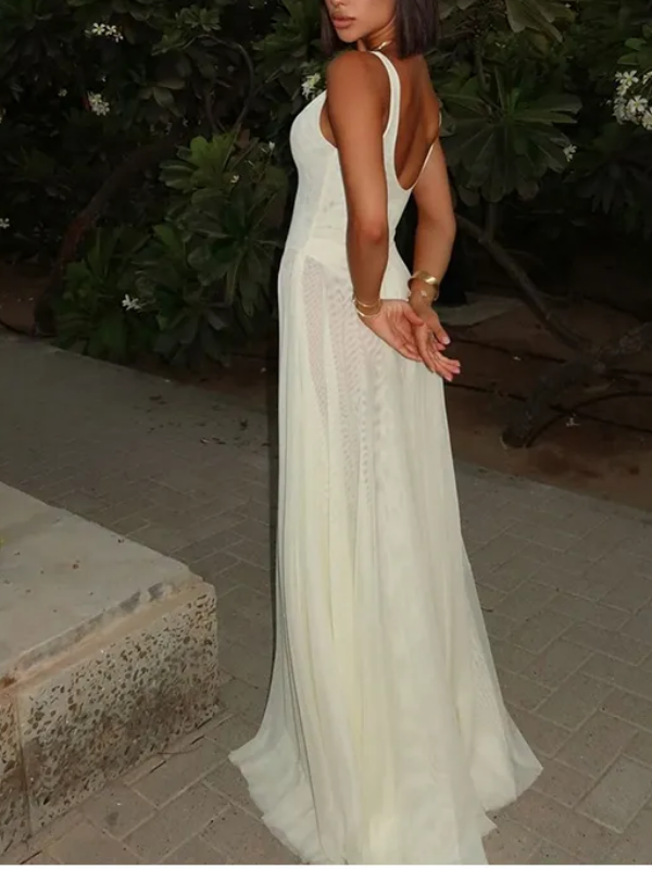 Sheer Mesh V-Neck Dress