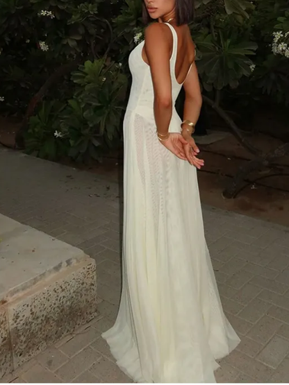 Sheer Mesh V-Neck Dress