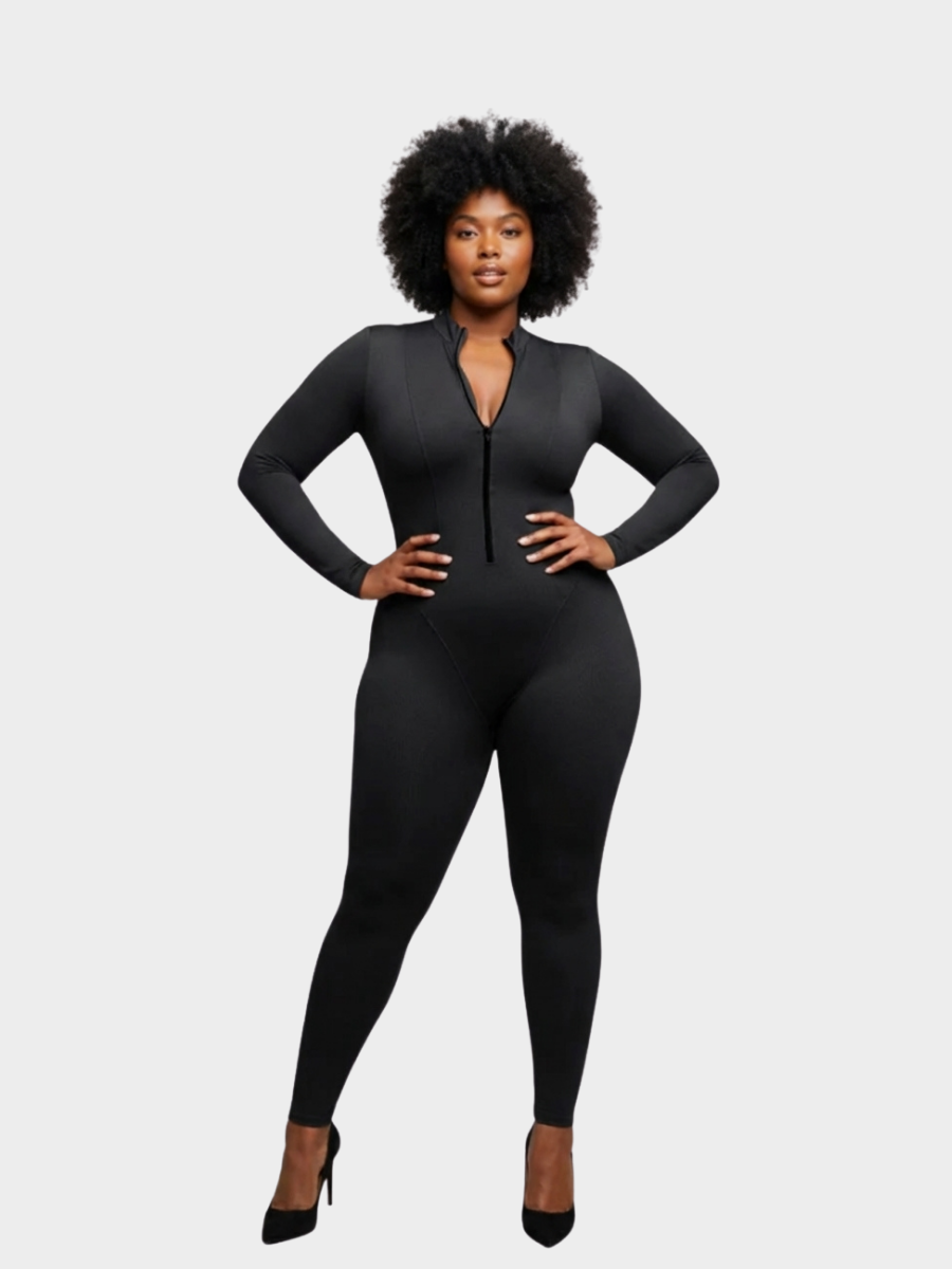 Long Sleeve Zip Front Sculpting Jumpsuit