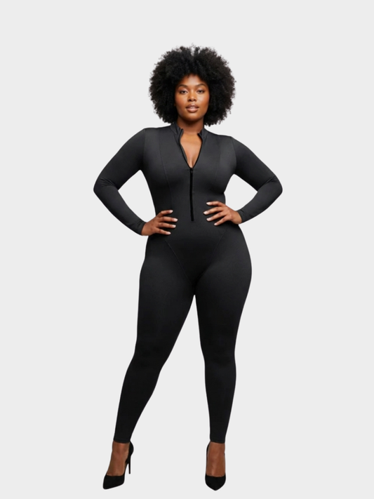 Long Sleeve Zip Front Sculpting Jumpsuit