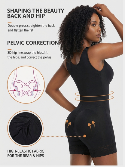 High-compression bra-integrated multi-hook faja