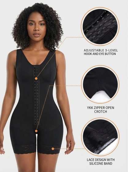 High-compression bra-integrated multi-hook faja