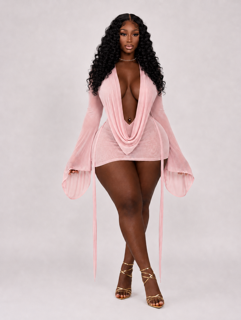 Ethereal Rose Plunge Dress