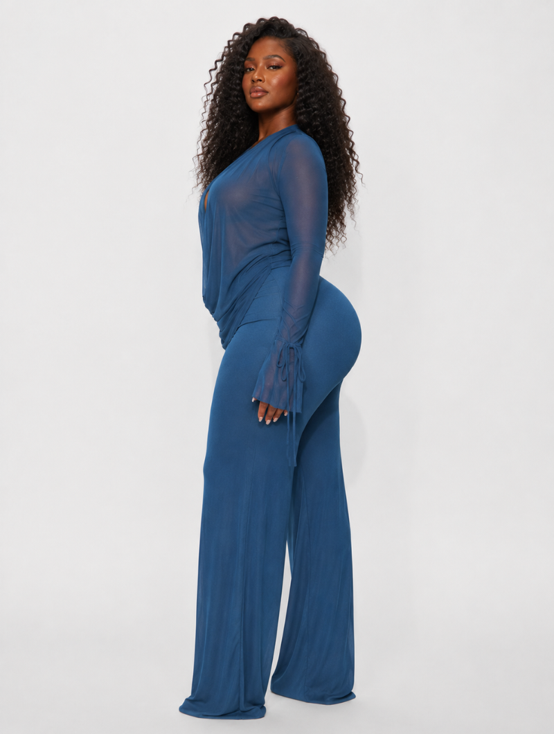 Deep V Mesh Pant Set