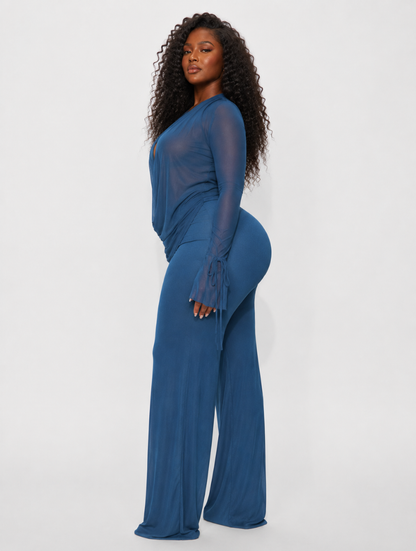 Deep V Mesh Pant Set