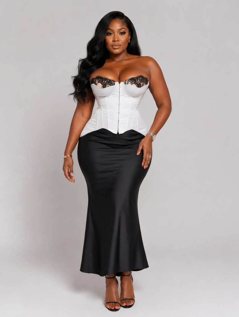 Ivory Noir Lace Bustier