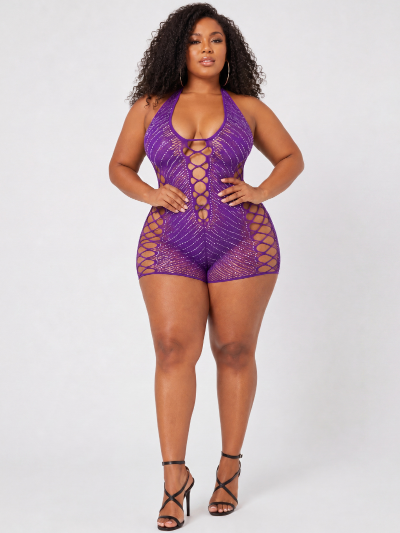 Starlight Rhinestone Mesh Romper