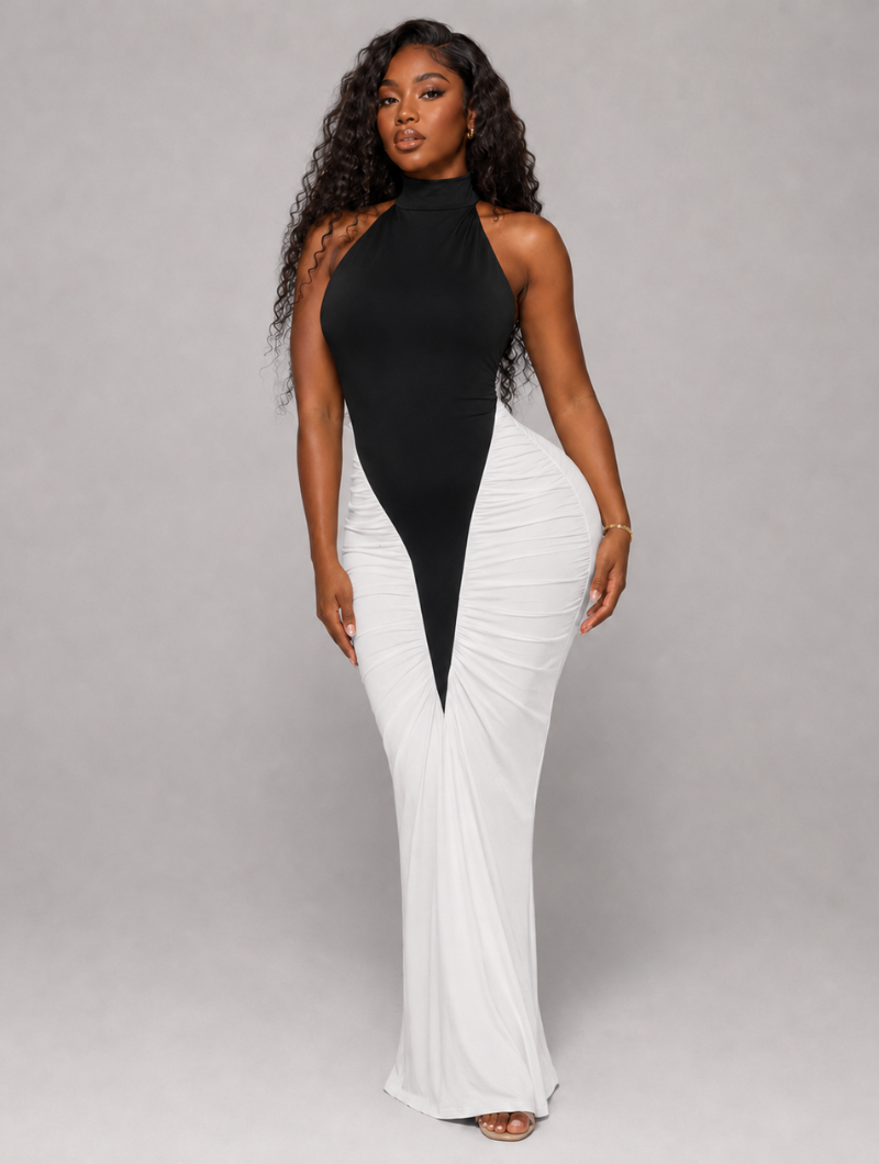 Hourglass Illusion Halter Dress