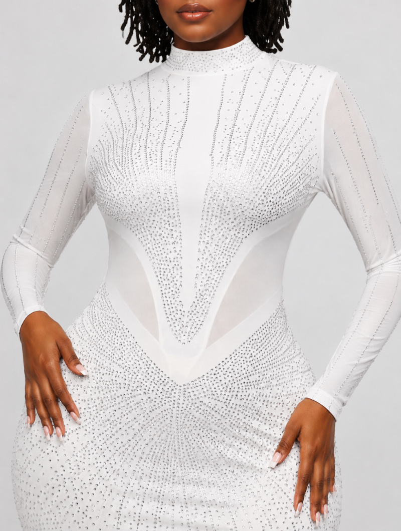Crystal Mesh Long Dress