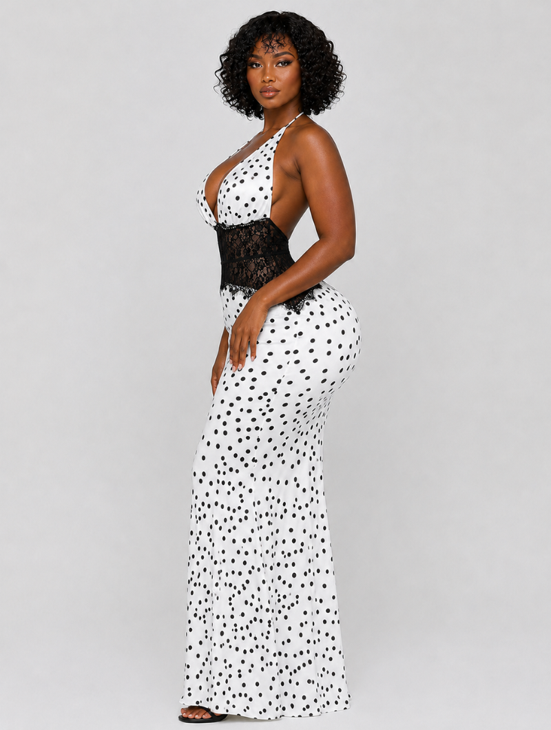 Polka Lace Halter Dress