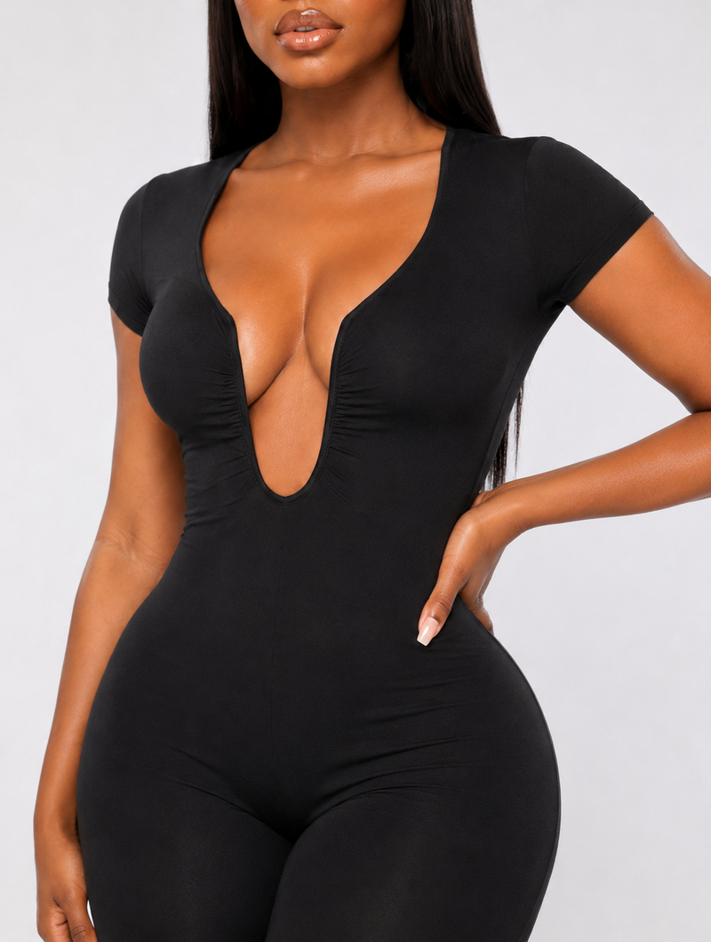Deep U-Neck Capri Catsuit