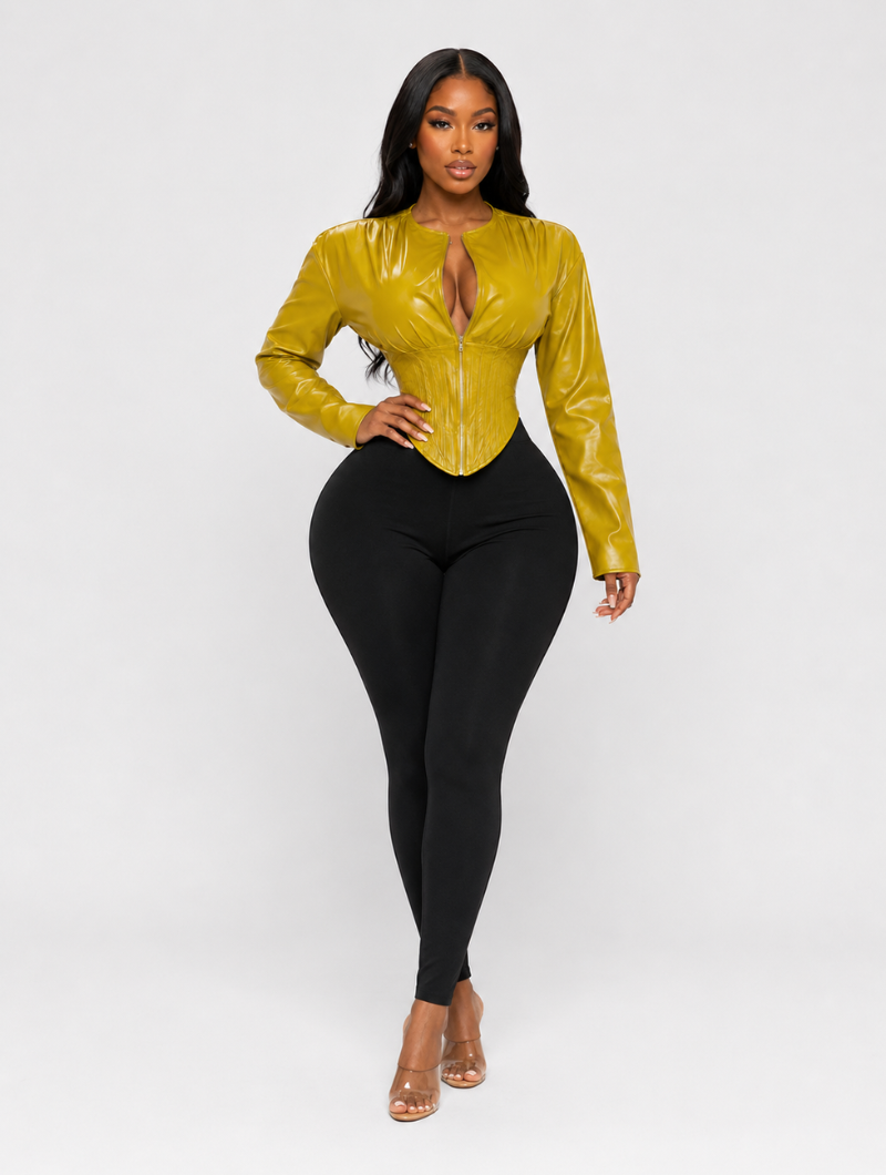 Hourglass Zipper Leather Top