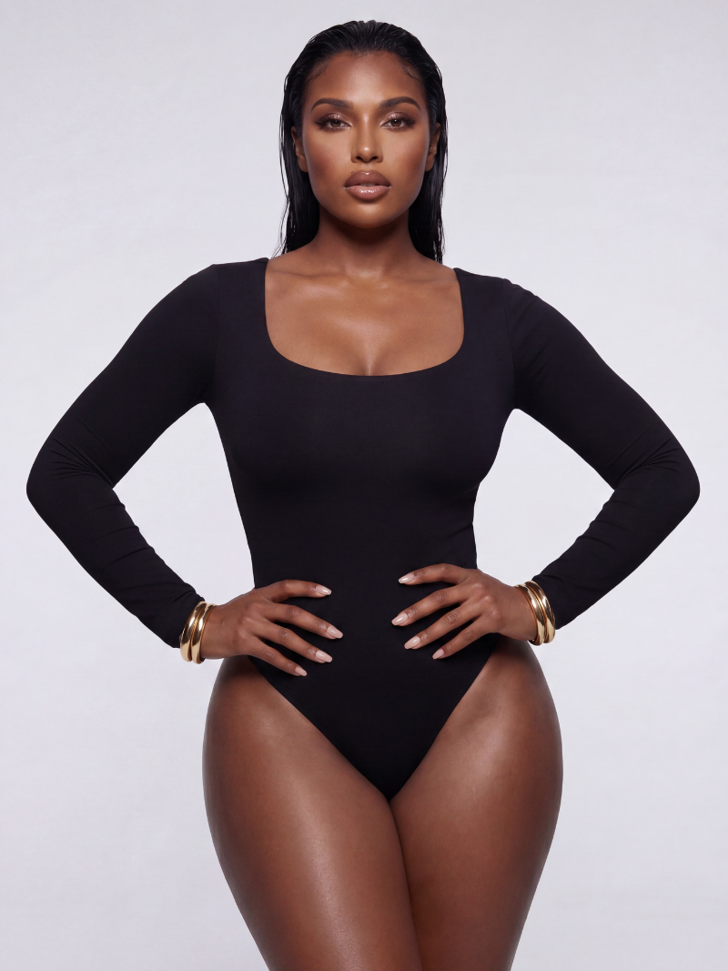Modern Long Sleeve Thong Bodysuit