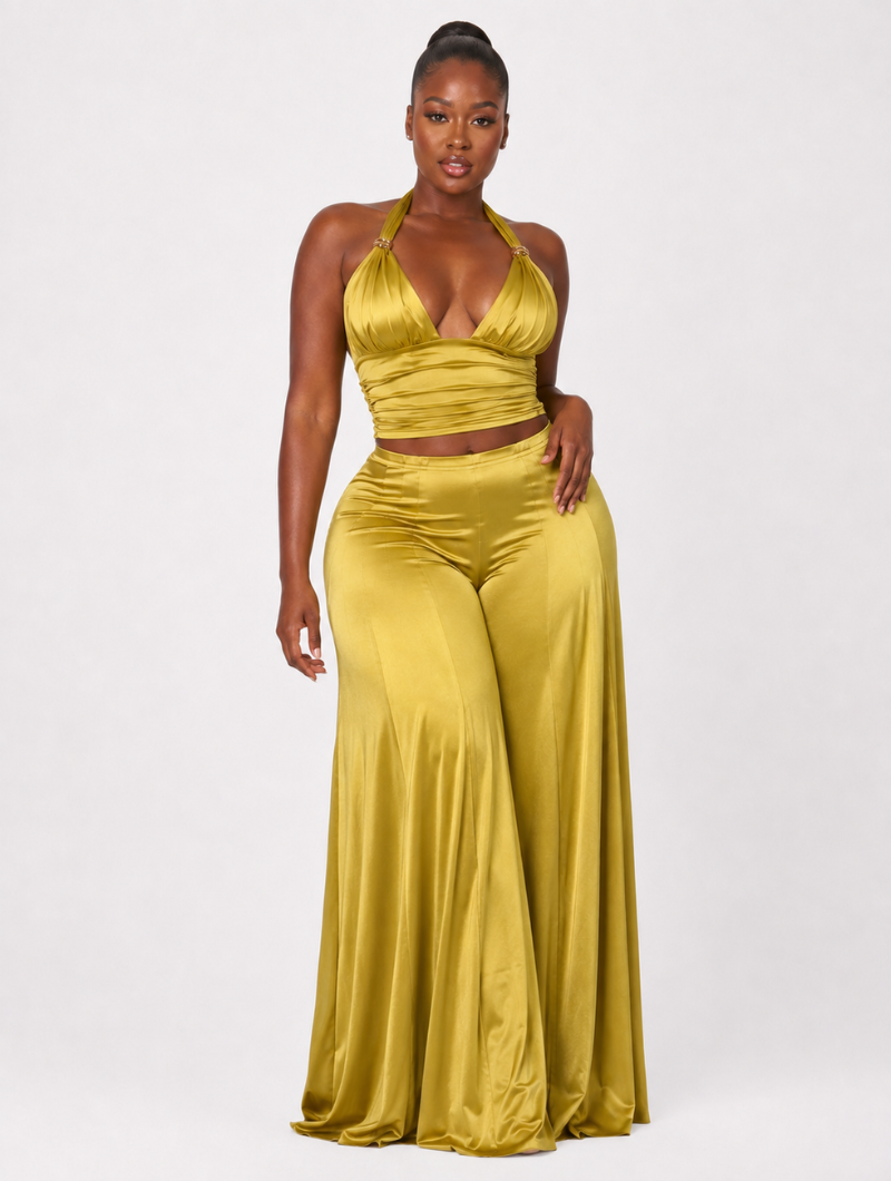 Gold Satin Palazzo Set