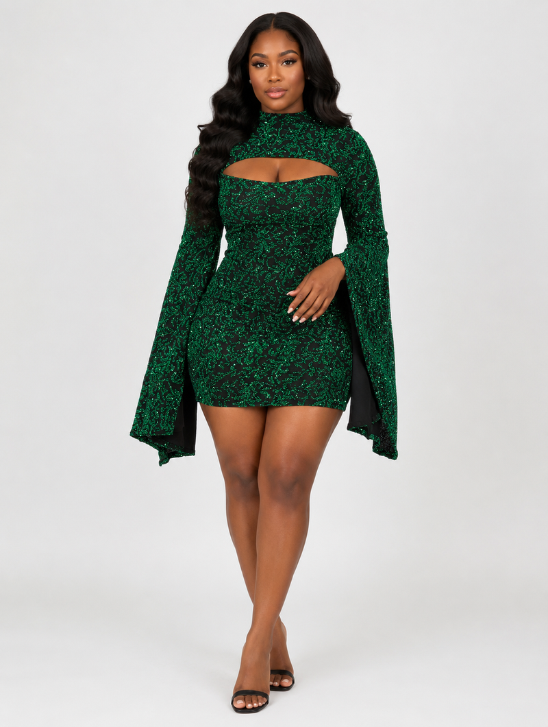 Emerald Scroll Flare Mini