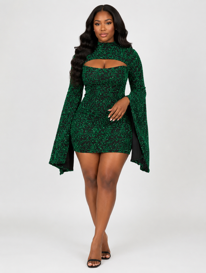 Emerald Scroll Flare Mini