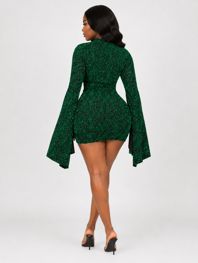 Emerald Scroll Flare Mini