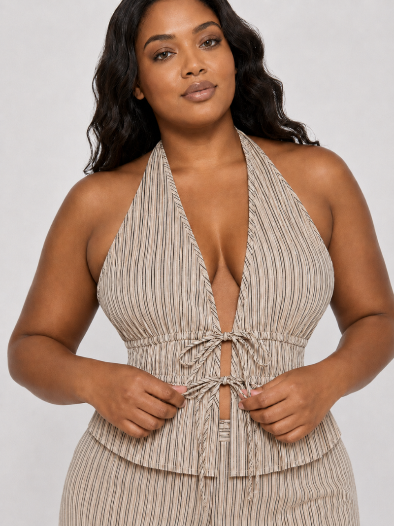 Riviera Pinstripe Halter Set