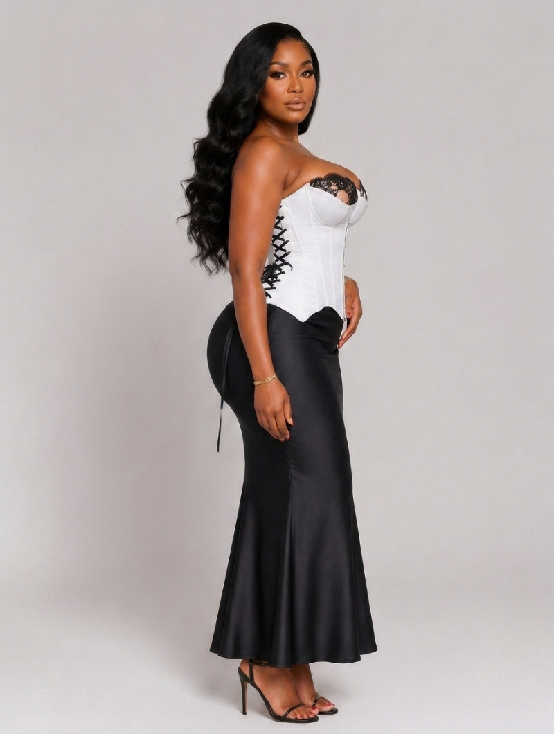 Ivory Noir Lace Bustier