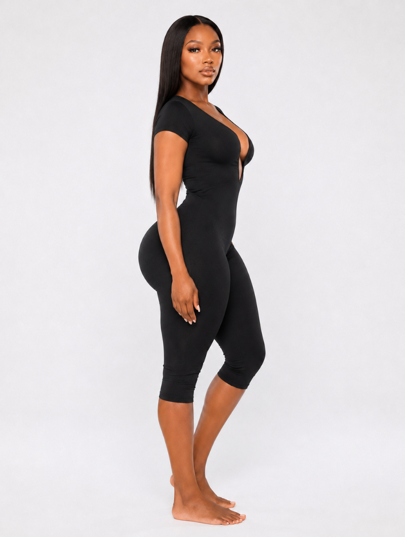 Deep U-Neck Capri Catsuit