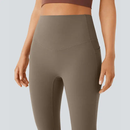 High-waisted tummy-shaping yoga pants