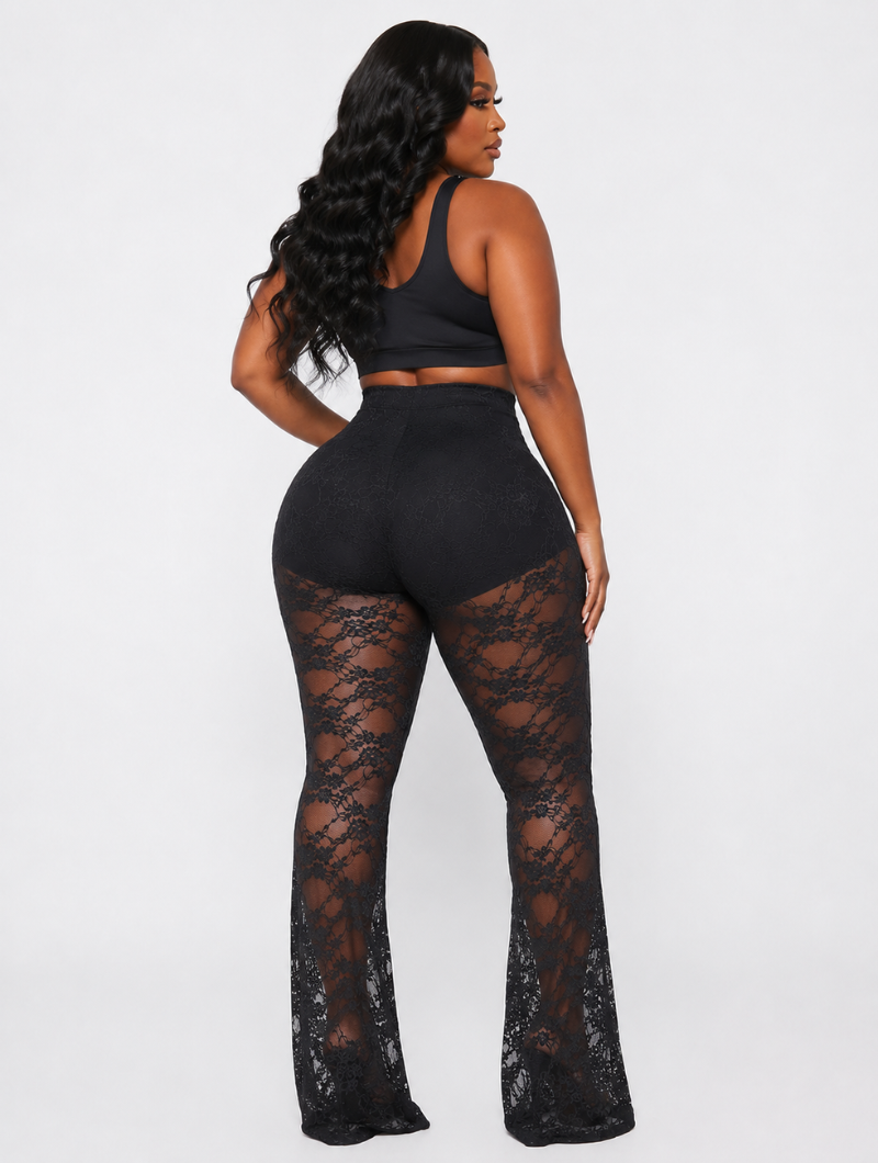Sheer Noir Wide-Leg Pants