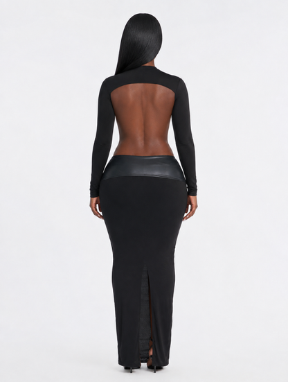 Plunge Backless Maxi Dress