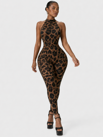 Leopard Luxe Halter Catsuit