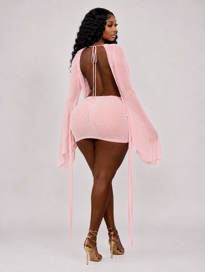 Ethereal Rose Plunge Dress