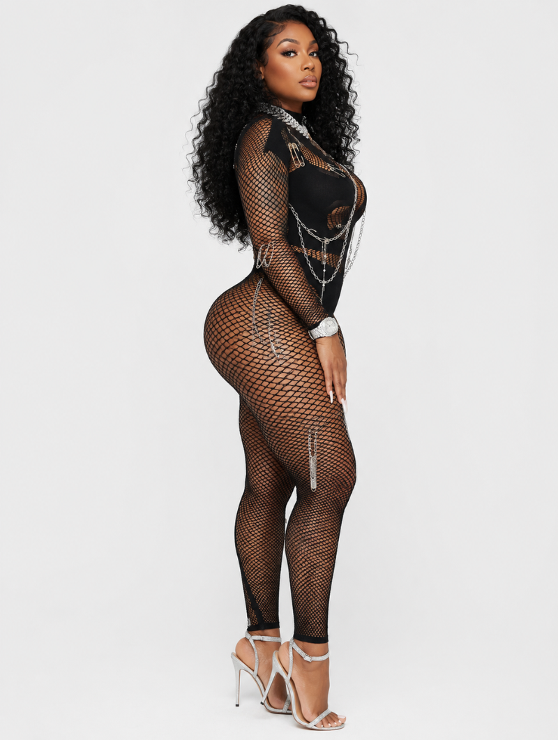 Chain-Linked Mesh Catsuit