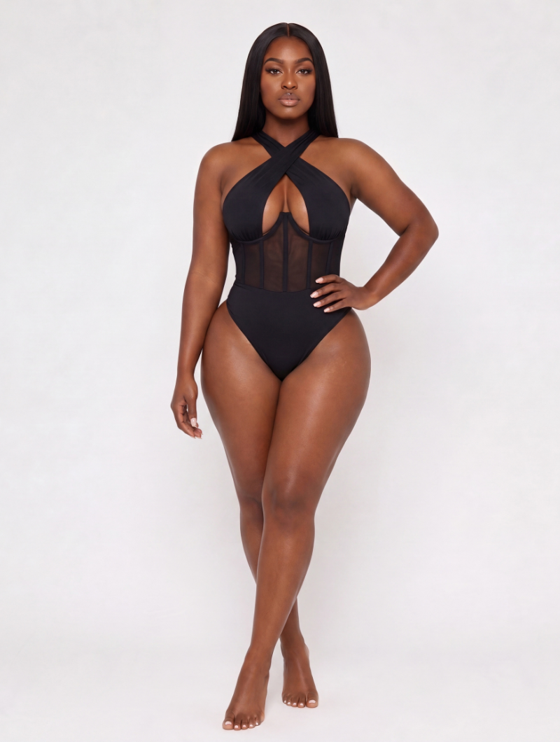 Sculpting Cross-Front Corset Bodysuit