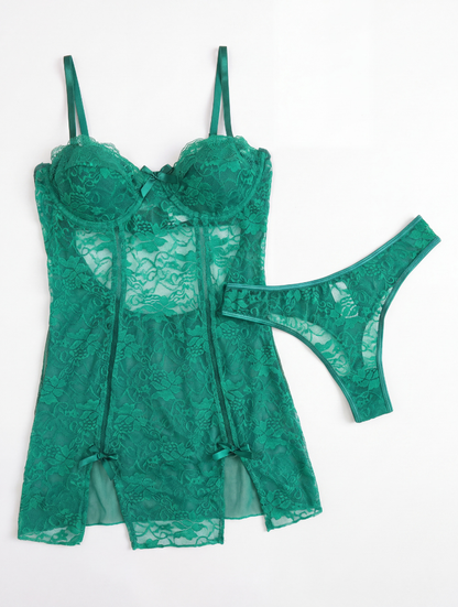 Sheer Lace Corset Chemise