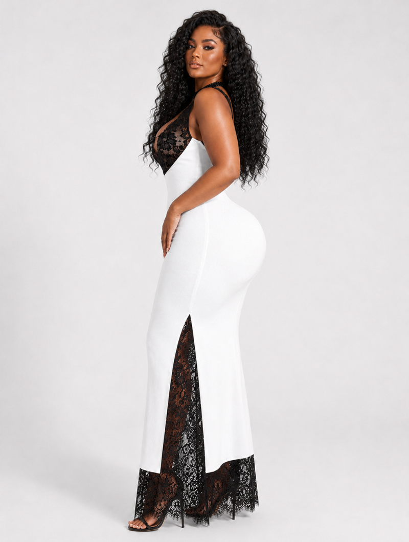 French Lace Contrast Gown
