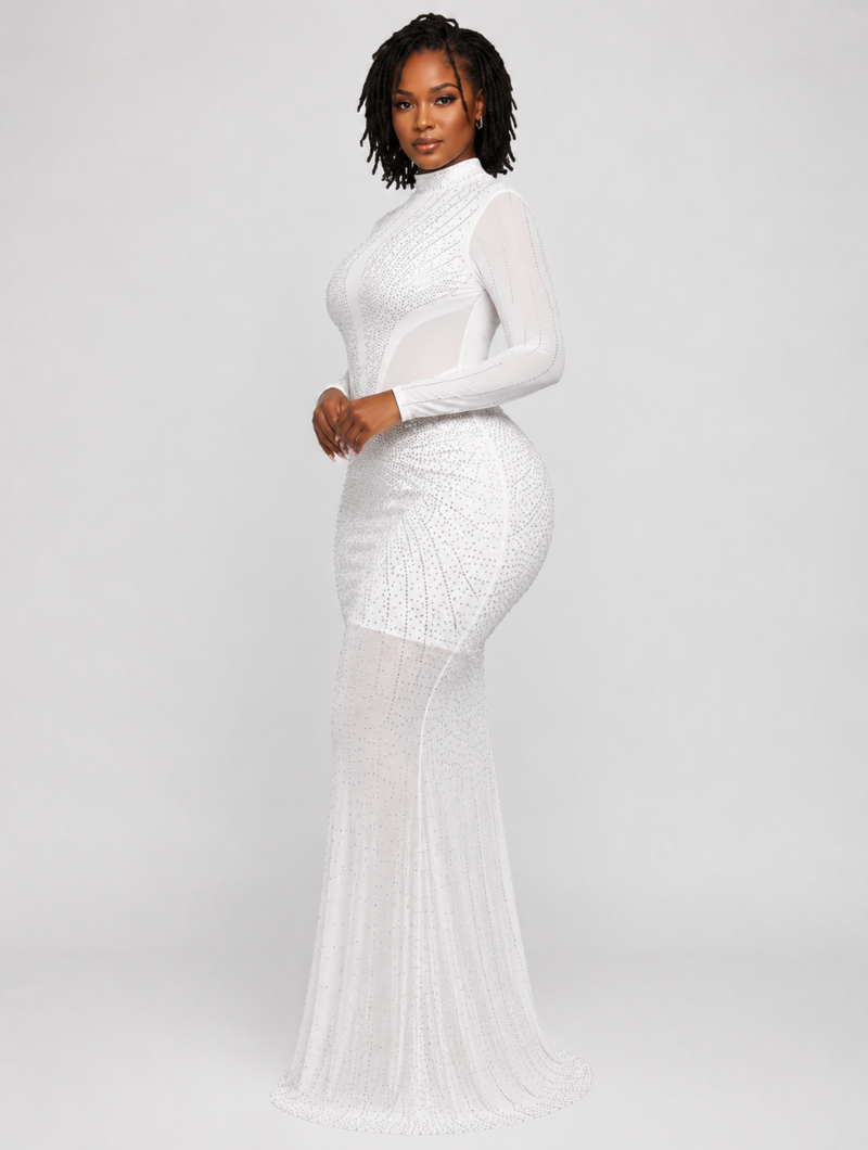 Crystal Mesh Long Dress