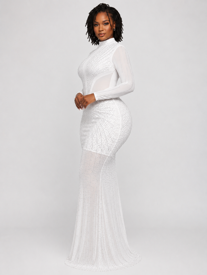 Crystal Mesh Long Dress