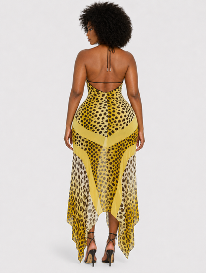 Wild Leopard Halter Dress