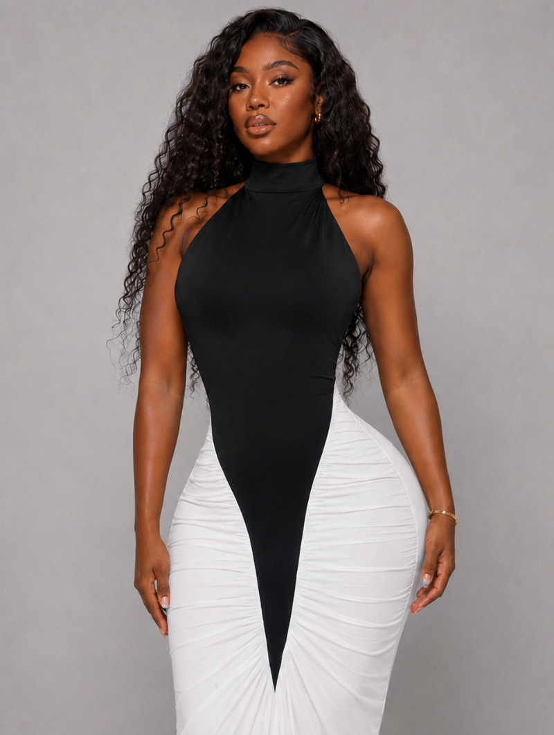 Hourglass Illusion Halter Dress
