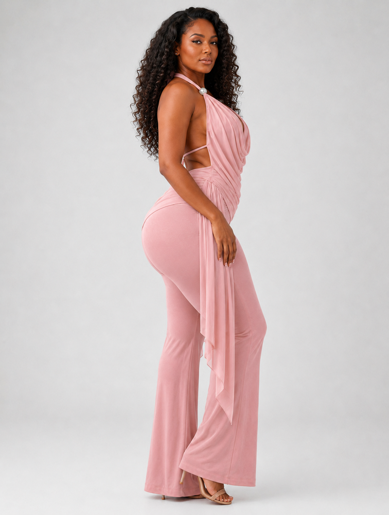 Goddess Drape Wide-Leg Palazzo