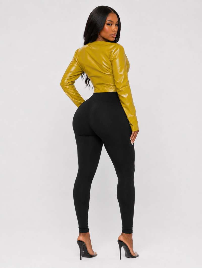 Hourglass Zipper Leather Top
