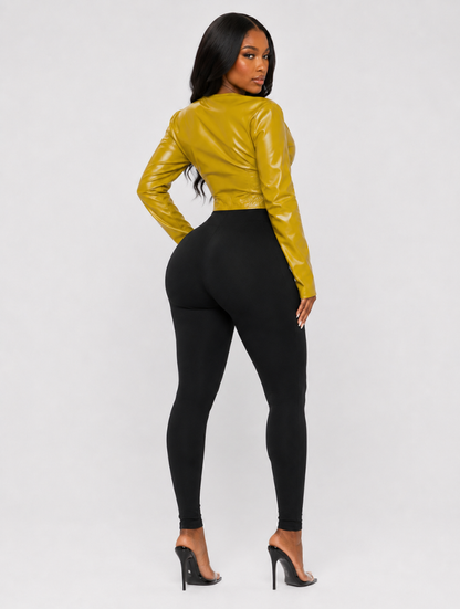 Hourglass Zipper Leather Top