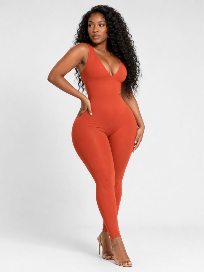 Snatched V-Neck Unitard
