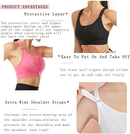 Zipper Support Sports Bra Set