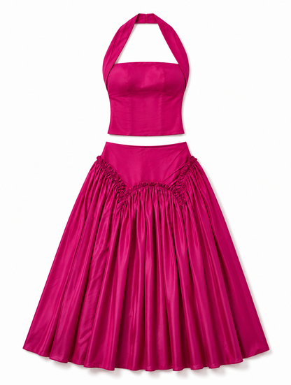 Fuchsia Halter Two-Piece Set