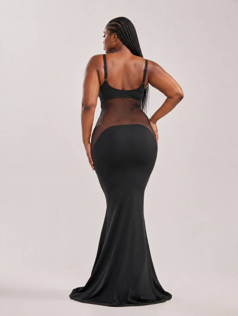 Mesh Waist Cutout Maxi