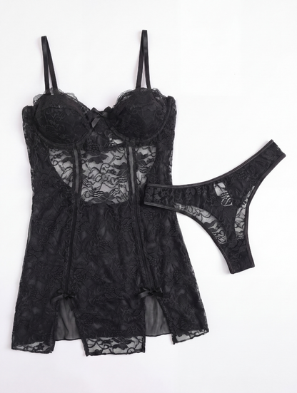 Sheer Lace Corset Chemise