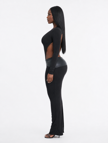Plunge Backless Maxi Dress