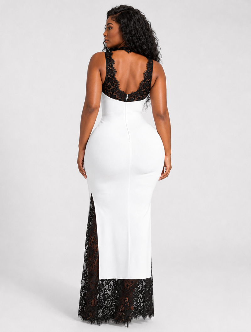 French Lace Contrast Gown